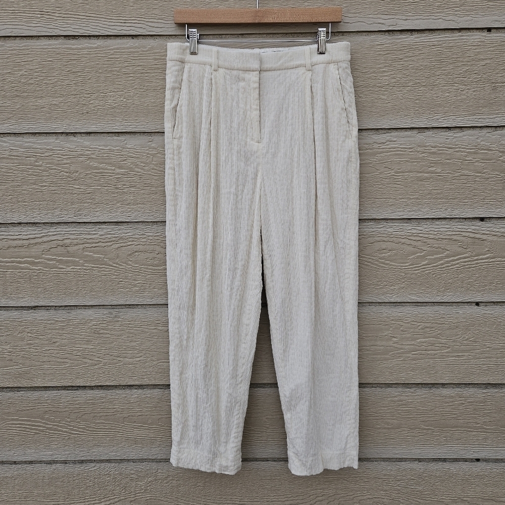 J. Crew Nalya tapered-leg Italian corduroy pants ivory size 8